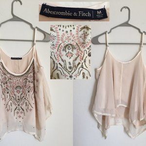 Abercrombie & Fitch Cream Beaded Camisole